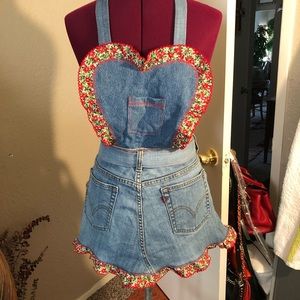 Denim hand made apron very cute.